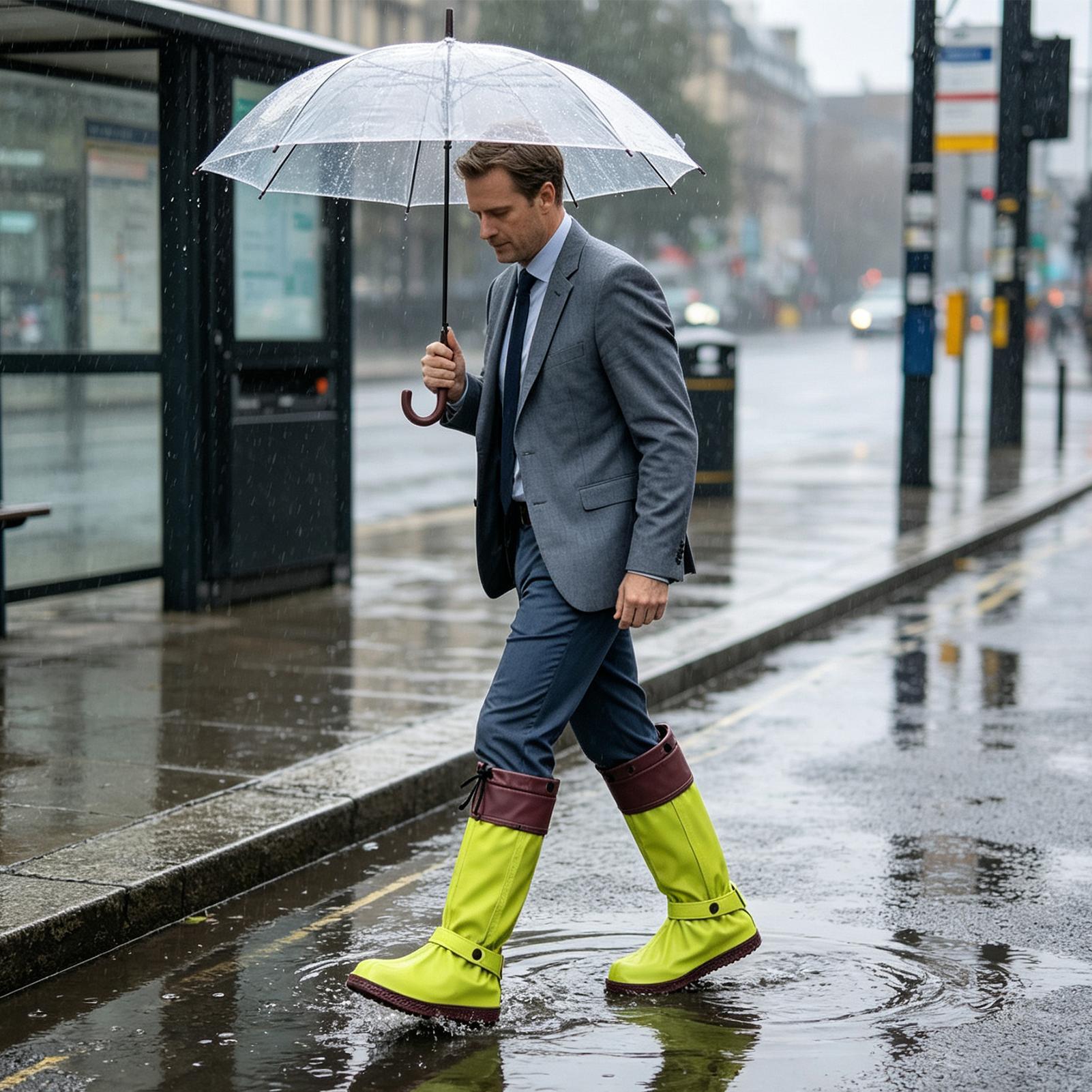 Cycling Commute In Rain - Cubrezapatos impermeables con cremallera, reutilizables, antideslizantes,